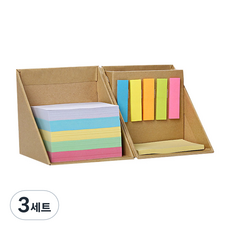 루시아이 올인원 연필꽂이 세트, 브라운 (메모지포함), 3세트