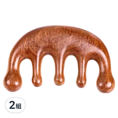 葉子小舖 按摩梳 圓頭款 360度無稜角, 檀木, 2組