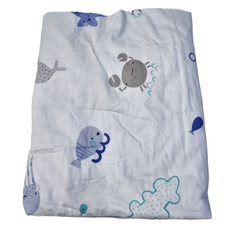 OhBabyLying 春夏薄款 安撫荳荳毯輕巧好攜帶, 110 x 75cm, 藍底海洋動物