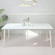 비에프컴퍼니 뉴 메르 세라믹 식탁 방문설치, 화이트마블 + 화이트프레임, 6인용