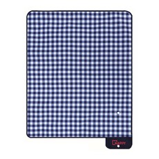 Derhappy 一體型雙面防水野餐墊, 格子海軍藍
