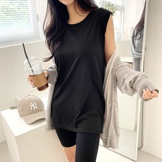 잘빠진 여성용 통기성 나시 레이어드 롱 티셔츠