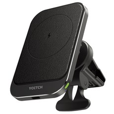 요이치 레오M2 아이폰 차량용 마그네틱 고속무선 충전기 + C타입 고속충전 케이블, 블랙(충전기), YC-WC200(충전기)