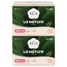 라네이처 좋은느낌 울트라슬림 생리대 날개형, 중형, 24개입, 2개