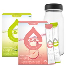 RAWEL 沖泡飲粉 水蜜桃味+檸檬味 4g 各30入+水瓶, 1套