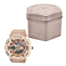 JULIUS 聚利時 兒童款 明亮時刻夜光電子日期顯示矽膠手錶 WJA1276 2WJA1276333402, 小, 粉面粉帶