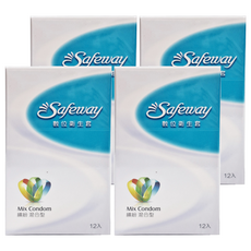 Safeway 繽紛混合型保險套 52mm, 12入, 4盒
