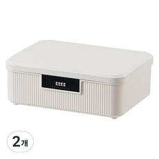多用途密碼收納保管箱 16L, 2個, 米色