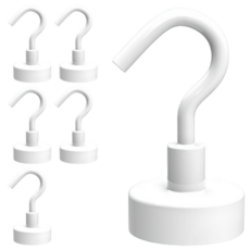 LivingHomeDetail 超強力彩色掛鉤磁鐵, 白色, 6個