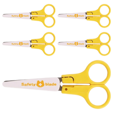 Sun-Star 兒童安全剪刀 右手用 附塑膠防護套 125mm, 5支, 黃色