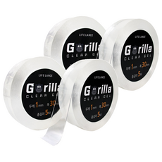 LIFE LANCE Gorilla 透明凝膠矽膠防水大容量雙面膠帶 厚度1mm x 寬度30mm x 總長5m, 4個