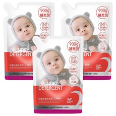 媽媽餵 抗菌防蟎洗衣精補充包 2倍濃縮 美國EPA認證 99.9%抗菌力, 900g, 3包