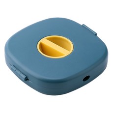 喵汪森林 藍黃色 輕巧便攜 桌面整理 耳機線收納盒, 1入