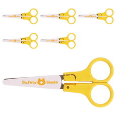 Sun-Star 兒童安全剪刀 右手用 附塑膠防護套 125mm, 6支, 黄色