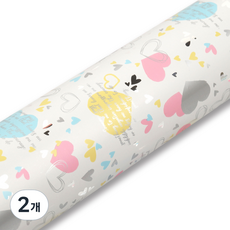 Good given 字母愛心金屬捲筒包裝紙, 2個, 白色