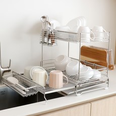 Stenfactory Rubello 全304不鏽鋼 可擴展分離式碗盤瀝水架, 1個, 單一顏色, 2層