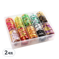 金屬美甲箔紙貼膜10件組, 混合色, 2個