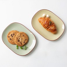 Britty 方形圓角盤 2款, 橄欖綠, 米黃色, 1個