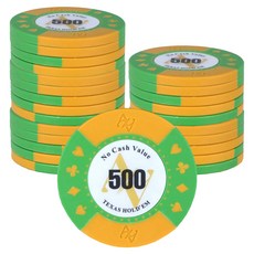 AAHM AA 標誌德州撲克籌碼 500, 黃色, 25個