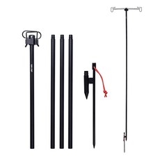 TOP&TOP 鋁合金雙掛勾燈架 四段高度可調 66.5~186.5cm 收納10 x 5 x 47cm 560g, 1個, 黑色