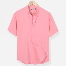 DANGOON 男款中山領素色短袖襯衫