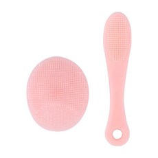 小麥購物 去角質粉刺軟毛洗臉刷 + 鼻刷, 粉色, 1組