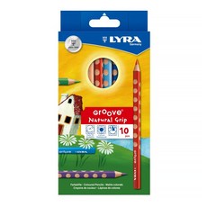 LYRA Groove 三角洞洞彩色鉛筆 粗款 榮獲紅點設計大獎 PEFC永續森林認證木材 高級色料筆芯, 10色, 1盒