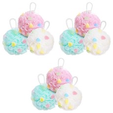 Livemore 泡泡海綿沐浴球 3件組, 3套, 白色 + 粉紅色 + 藍色