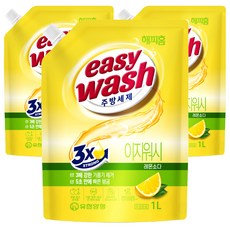 해피홈 이지워시 레몬소다 리필 일반주방세제, 1L, 3개