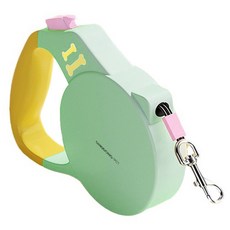 DING DONG PET 寵物粉彩圓形一鍵式反光自動牽繩, 1個, 黃綠色