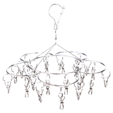 E.City 不鏽鋼防風扣花型曬衣架 25夾 不鏽鋼粗度約4.08mm, 銀