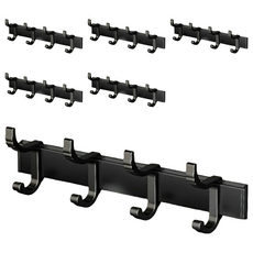 HOUDER 太空鋁活動排鉤 4勾, 6個, 黑色