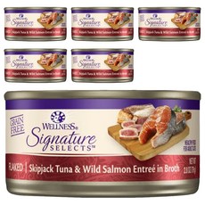 WELLNESS 寵物健康 貓用 SS 名廚特選主食罐, 鮮鮪魚片 + 野生鮭魚, 79g, 6罐