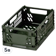 Sanada Seiko 日本製 可摺疊收納籃, 5個, 橄欖綠