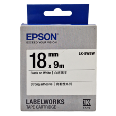 EPSON 台灣公司貨 標籤帶 LK-5WBW 18mm, 白底黑字, 9m