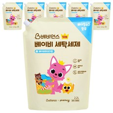 베비언스 핑크퐁 베이비 세탁세제 베이비파우더향 리필, 2.2L, 6개