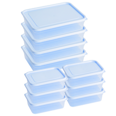 Mallang Fit 可彎曲冷凍庫整理盒 600ml x 6入 + 1300ml x 4入 套組, 1套