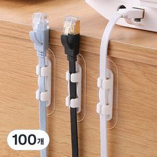 前途光明 黏貼式電線電纜整理固定夾, 白色, 100個