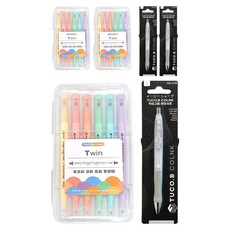 TUCO.B KOMA 雙頭柔色螢光筆 6色 + Dr. GRIP 舒適自動鉛筆套組, 灰色(自動鉛筆), 3套