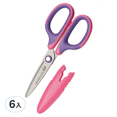 0919C 滑利剪‧省力兒童剪刀135mm 紫粉 /支, 6入
