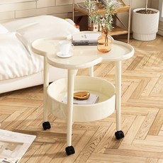 雙層花朵茶几, 塑膠材質, 無輪款/輪子款, 黑色/白色/綠色/奶黃色