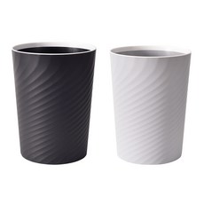 台灣 Life plus 北歐ins風 創意時尚波紋壓圈無蓋垃圾桶2件組 10L, 1層, 低調黑 + 質感灰