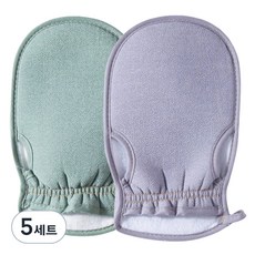 Cozywell 手套式搓澡巾 2件組 WA5046, 5套, 綠色, 紫色