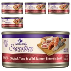 WELLNESS 寵物健康 SS 名廚特選主食罐 貓用, 鮮鮪魚片 + 野生鮭魚, 79g, 5罐