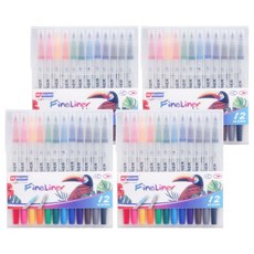 SKYGLORY 彩色水彩雙頭細字書法筆組, 12色, 4套