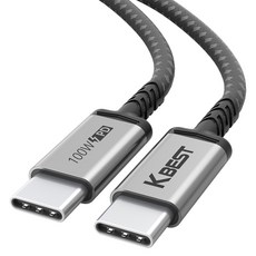 KBEST USB Type-C to Type-C PD 100W GEN2 鏡像輸出 Thunderbolt 高速充電線, 0.5m, 銀色
