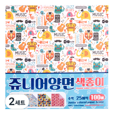 좋은기븐 주니어 양면 색종이 25p 세트, 2세트, 4색