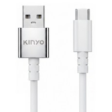 Kinyo USB-A-Type-C 溫度斷電保護充電傳輸線, 1.2m, 白色, 1條