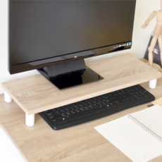 HOPMA 合馬家具 加寬桌上螢幕架 E-5271PMS-R 60X20X6.5cm, 淺橡漂流木, 1個