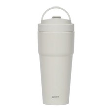 WOKY 沃廚 台灣公司貨 雙層陶瓷渾圓杯 含橡膠吸管, 橡白色, 750ml, 1個